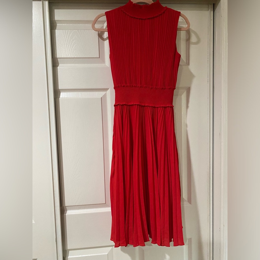 Nanette‎ Lepore Smocked Pleated Sleeveless Dress Size 4 Red